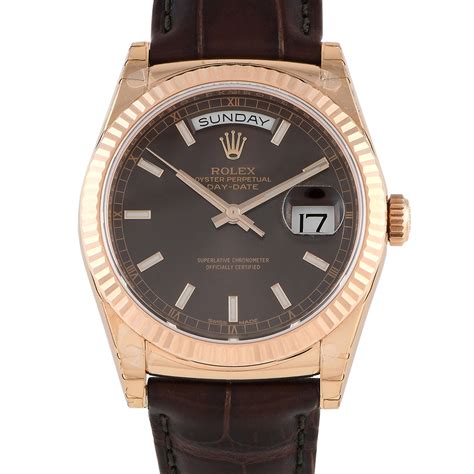 rolex day date rose gold leather strap|rolex day date leather strap.